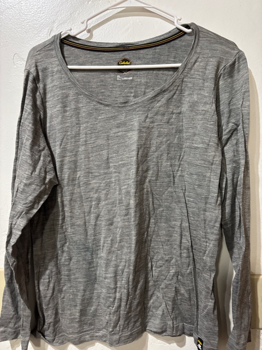 Cabela's Gray Icebreaker Merino Blend Tee with Yellow Trim